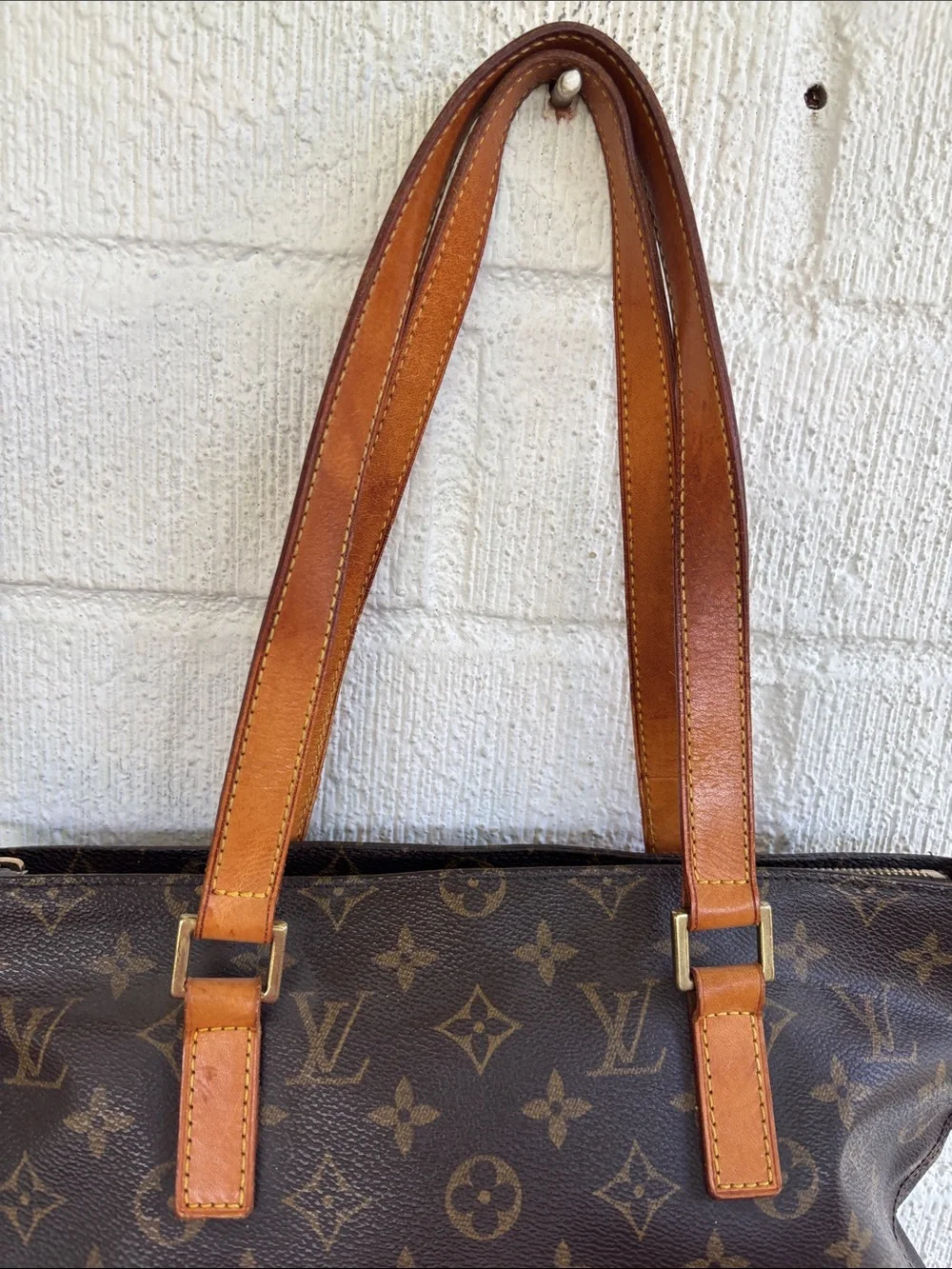 Louis Vuitton Piano Brown Monogram Canvas Tote with Tan Straps